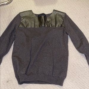 Simons gold sweater with leather accent